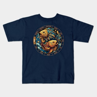 ZODIAC Pisces - Astrological PISCES - PISCES - ZODIAC sign - Van Gogh style - 1 Kids T-Shirt